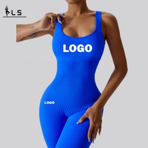 SC10711 Custom Fitness Sports Jumpsuit Giomnáisiam Romper RIBBED SEAGELLESS RIBBED One Piece Workout Yoga Bodysuits