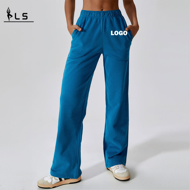 SC10128 OEM Dearadh Custaim Lógó Dath Soladach Drawstring Baggy Sweat Pants Joggers Bríste Cos Díreach Pants Sweatpants lomra