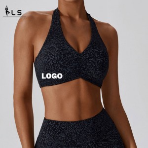 SC10133 78%níolón agus 22% spandex halter breathable an t -adhmadóireacht tapaidh tirim tirim tirim giomnáisiam yoga ag caitheamh bra spóirt ag rith bra do mhná