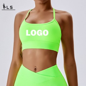 SC101610 Bra Spóirt Halter Bra Muineál Halter Muineál Cross Ar Ais Spóirt Bra Do Mhná Logo Mná Workout Sports Bra Bra Mórdhíola Yoga Cro