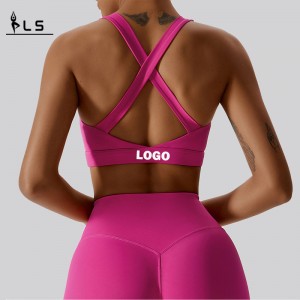 SC101811 Cross Back Yoga Sports Bra Bra Ardthionchairna mBan Padded Muineál Halter Cross Cross Back Sports Bra do Mhná