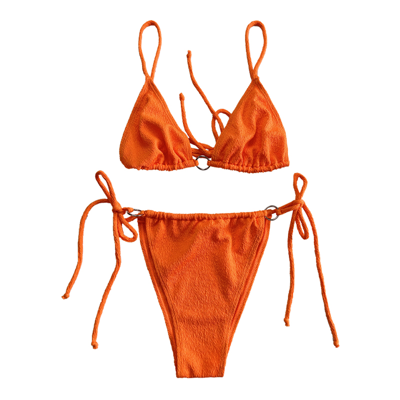 Strap Swimsuit Lúb Fabraic Ruffled Orange