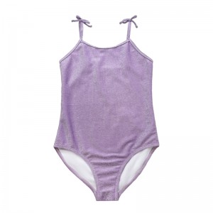 Leanaí Corcra Bow Halter bogha Sreang Swires Bunúsach Swimsuit Swimsuit Píosa